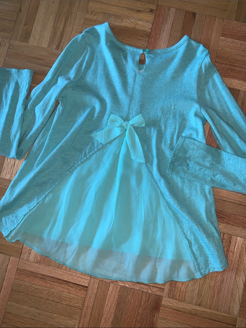 Tucker + Tate Embroidered Teal Top SEE BACK! Lightweight Girls Size 7